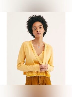 Free People Sweet Jane Golden Boxy Peplum Crop Top